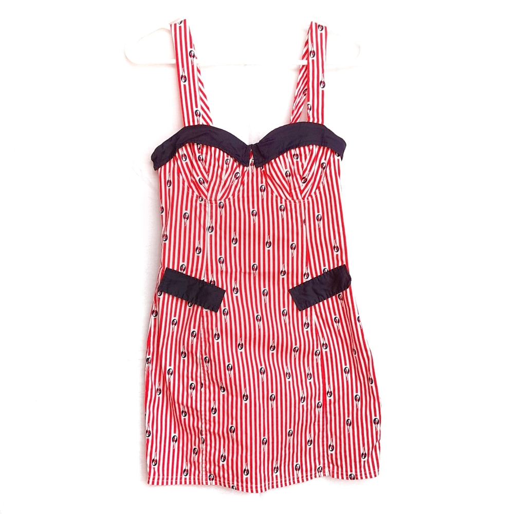 MARILYN MONROE Lipstick Combo Striped Pin-Up Style Costume Dress Size XS